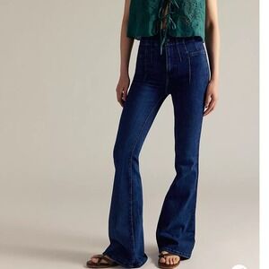Free People Jayde Flare Jeans Dark Wash High Rise Denim 28 Retro Slimming
